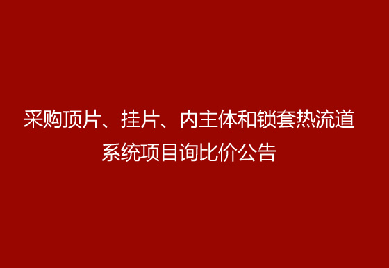 珠海經(jīng)濟特區(qū)龍獅瓶蓋有限公司采購頂片、掛片、內(nèi)主體和鎖套熱流道系統(tǒng)項目詢比價公告